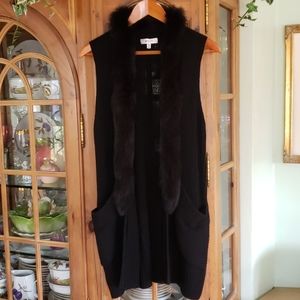 Milly Fox Fur Cardigan Vest